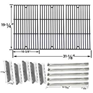 Nexgrill 720-0025 Barbecue Grill Replacement Kit - 5 Stainless Burners, 5 Heat Shields and Porcelain Cast Cooking Grill Grates, Set of 3