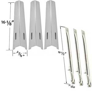 Replacement Repair Kit for BroilChef GSC3218WA and BBQTEK GSC3218WB, 1628094, High Point BBQ Gas Grill Includes 3 Stainless Burner and 3 stainless Heat Plates