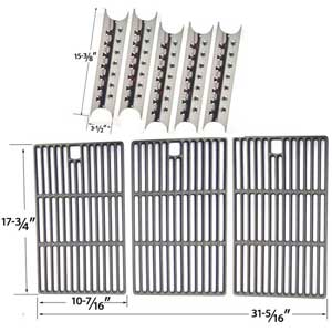 Master Forge 3218LT ,3218LTN, L3218 Gas Grill Repair Kit Includes 5 Heat Shields and Porcelain Cast Iron Grates