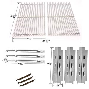 Repair Kit For Charbroil 463420507, 463460708, 463470109, 463460710 BBQ Gas Grill Includes 3 Stainless Steel Burner, 3 Stainless Heat Plates, 3 Crossover Tubes and Stainless Steel Cooking Grids