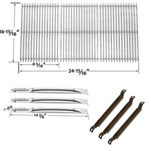 Charbroil 463320109, 463320110, 463470109 Repair Kit for BBQ Gas Grill Includes 3 Stainless Steel Burner, 3 Crossover Tubes and Stainless Grates