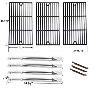 Repair Kit For Charbroil 463420507, 463420509 BBQ Gas Grill Includes 4 Stainless Steel Burner, 3 Crossover Tubes and Porcelain Grids