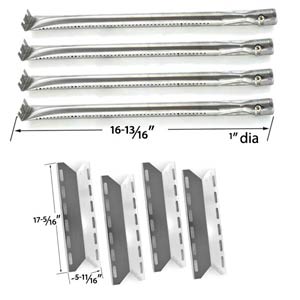 Replacement Charmglow 720-0234, Nexgrill 720-0033, 720-0234, 720-0289 Rebuild Kit | 4 Stainless Burners and 4 Heat Plates