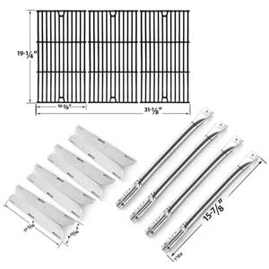 Repair Kit for Charmglow720-0536, 4 Burner BBQ Gas Grill Includes 4 Stainless Burners, 4 Stainless Heat Plates and Porcelain Cast Cooking Grids