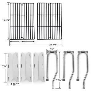 Repair Kit for Jenn Air 720-0336, 7200336, 720 0336 BBQ Gas Grill Includes 3 Stainless Burner, 3 stainless Heat Plates and Porcelain Cast Cooking Grates