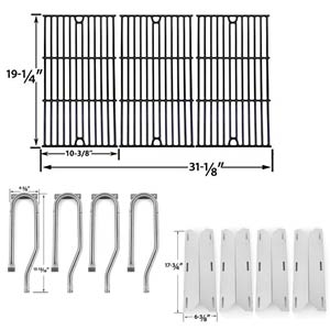 Repair Kit for Jenn Air 720-0337, 7200337, 720 0337 BBQ Gas Grill Includes 4 Stainless Burners, 4 Stainless Heat Plates and Porcelain Grates