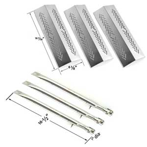 Repair Kit For Grill Pro Grill 226454 2009, 226464, 236454, 236464 BBQ Gas Grill Includes 3 Stainless Burners, 3 Stainless Heat Plates and Cast Cooking Grates