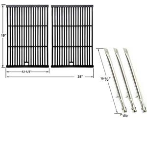 Repair Kit For Broil-Mate 726454, 726464, 736454, 736464 and Grill Pro 226454 2009, 226464, 236454, 236464 BBQ Gas Grill Includes 3 Stainless Burners and Cast Iron Cooking Grates