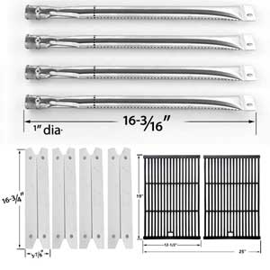 Repair Kit for Brinkmann 4 Burner 810-8401-S BBQ Grill Includes 4 Stainless Burners, 4 Stainless Heat Plates and Porcelain Cast Iron Cooking Grates