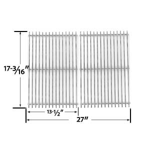 Replacement Stainless Steel Cooking Grates For Uniflame GBC091W, GBC940WIR, GBC956W1NG-C, GBC981W, GBC981W-C, GBC983W-C and Tera Gear 13013007TG Gas Grill Models, Set of 2