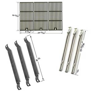 Repair Kit For Charbroil Red 500 3 Burner 463250511 BBQ Gas Grill Includes 3 Stainless Burners, 3 Crossover Tubes and Matte Cast Cooking Grates