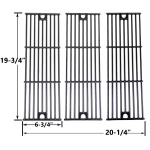 3 Pack Gloss Cast Iron Replacement Cooking Grid For Char-Griller 2121, 2123, 2222 and King Griller 3008, 5252 Gas Grill Models