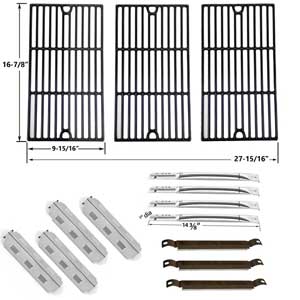 Repair Kit For Charbroil 463420507,463420509, 463460708, 463460710 BBQ Gas Grill Includes 4 Stainless Steel Burner, 4 Stainless Steel Heat Plate, 3 Crossover Tubes and Porcelain Cast Grates