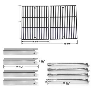 Replacement For Uniflame GBC850W Gas Grill Repair Kit Includes 4 Stainless Heat Plates, 4 Stainless Steel Burners and Porcelain Cast Grates