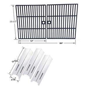 Life@home GSF2616J, GSF2616JB, GSF2616JBN and BBQ Grillware GSF2616, 41590 BBQ Gas Grill Repair Kit Includes 3 Stainless Heat Plates and Porcelian Grates