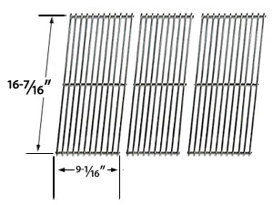 Replacement 3 Pack Stainless Steel Cooking Grids For Jenn-Air JA460, JA461, JA461P, JA480, JA580, VC75A and nd Vermont Castings CF9050, CF9055 3A, CF9055 3B, CF9056, CF9080, CF9085, CF9085 3A, CF9085 3B, CF9086, Experience, Extreme Built-in Gas Grill Mode