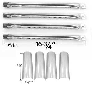 Replacement Master Forge P3018, SH3118B Gas Grill Model Repair Kit | 4 Stainless Steel Burners and 4 Stainless Steel Heat Plates