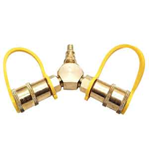 Brass 1/4" RV Propane Quick Connect Splitter Adapter for RV Motor Home - Propane Fittings Parts